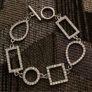 Ralph Lauren Silver Tone & Crystal Shapes, Toggle Hook Bracelet